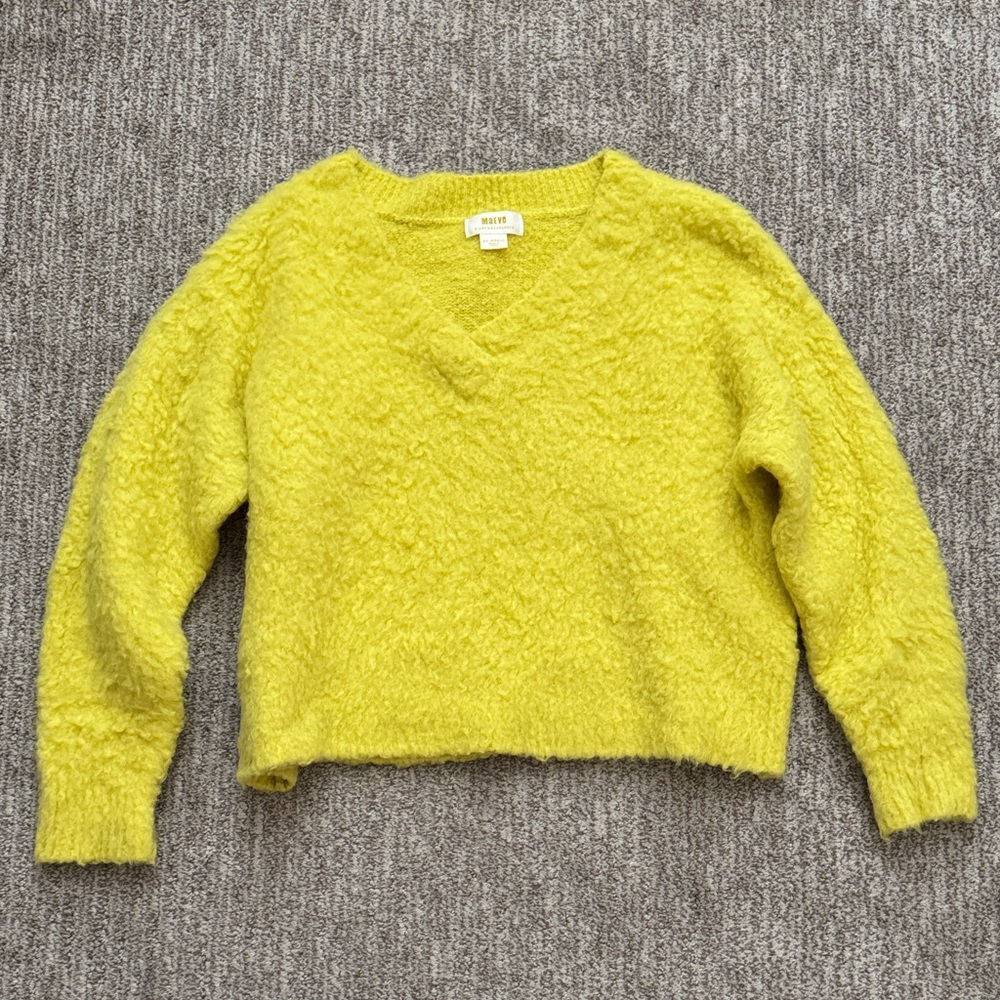 Anthropologie Maeve Bright Yellow V-Neck Sweater